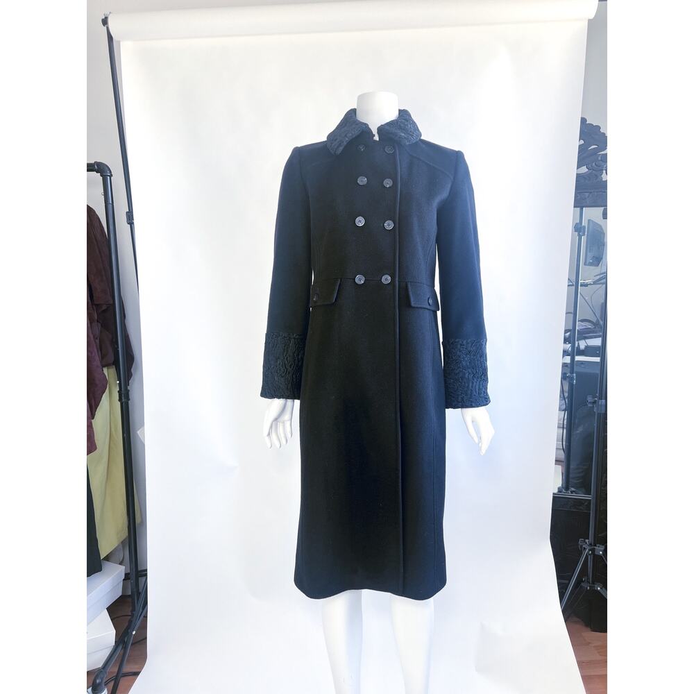 100% CASHMERE Calvin Klein Collection Coat with Persian Lamb Trim US 6